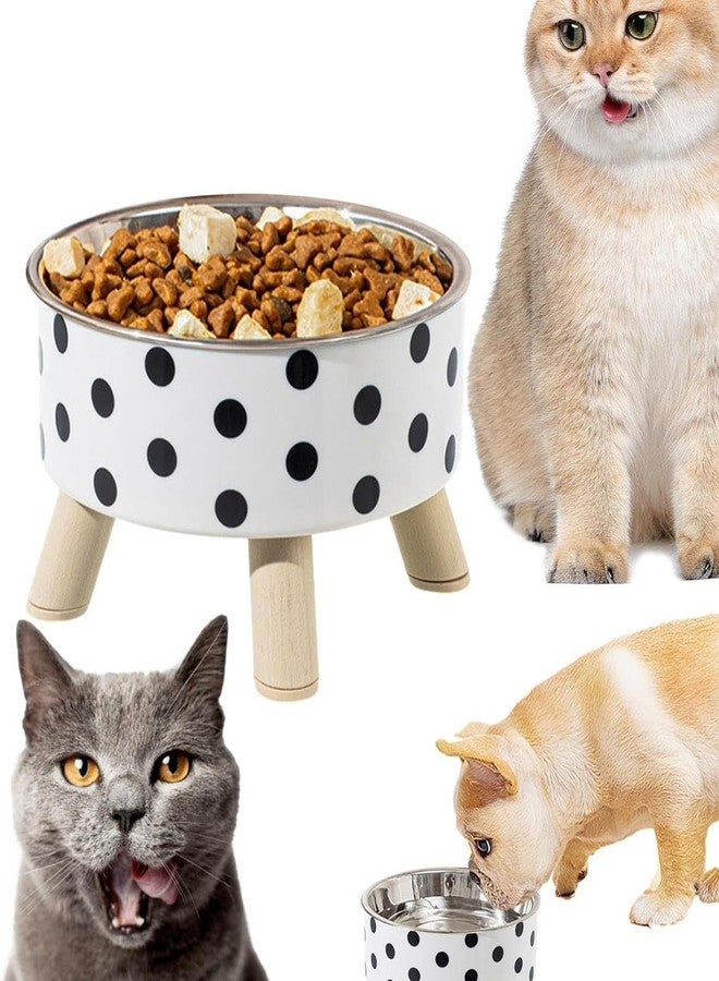 KEYOZA وعاء طعام/ماء للحيوانات الأليفة من الفولاذ المقاوم للصدأ من كيوزا، قطعة واحدة، بنقاط وخطوط، مزود بأرجل، مانع للانسكاب، مناسب للقطط والكلاب. - Image 2